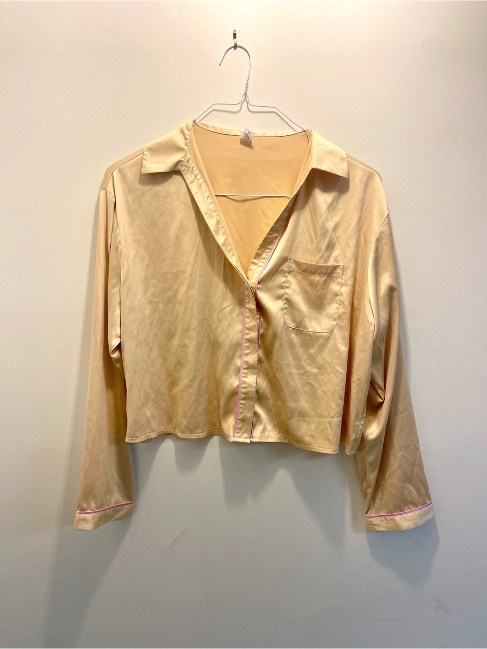 Parade Butter Silk Button Down with Pink Trim